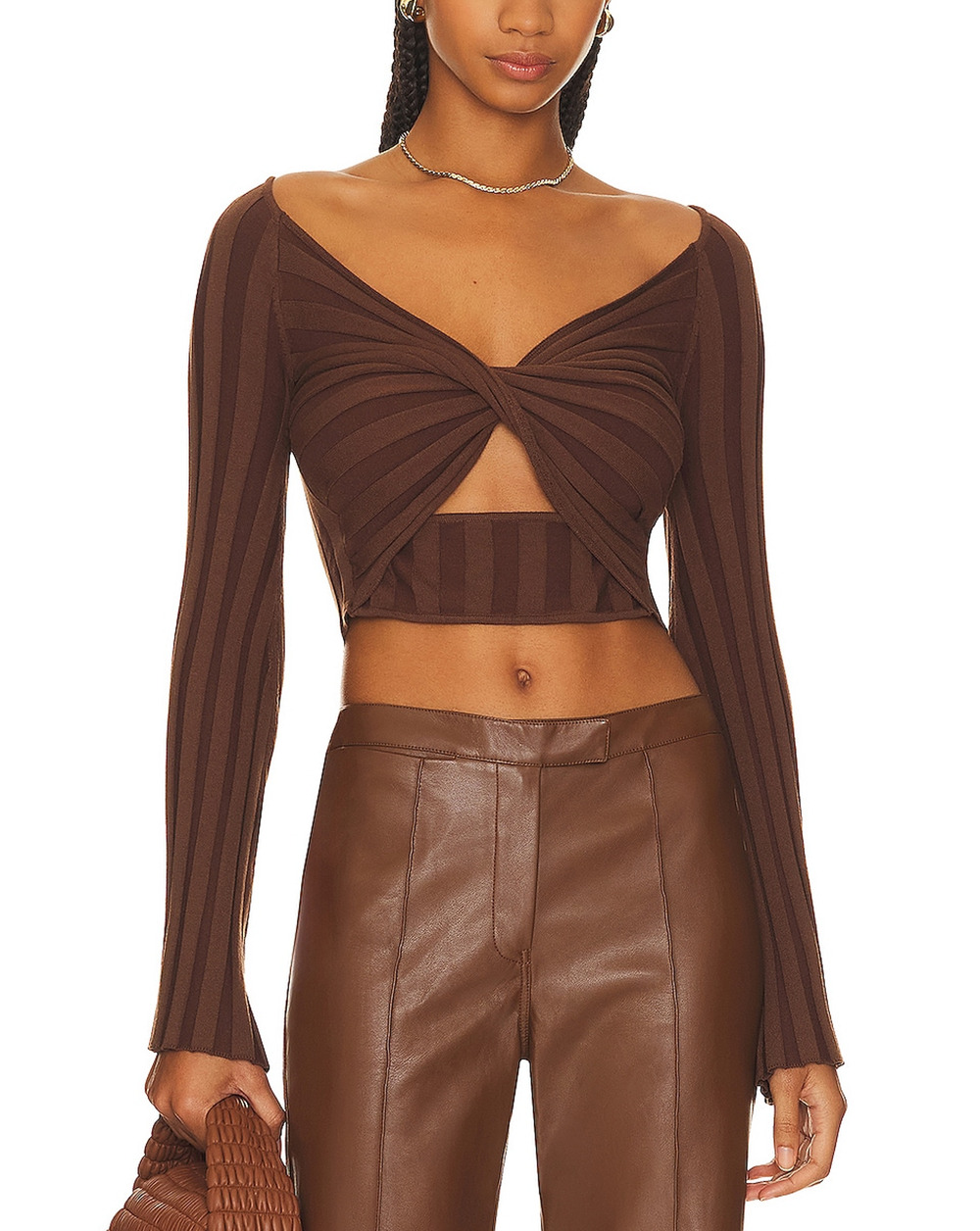 Sovere Ribbed Carob Radiant Top Size XS
